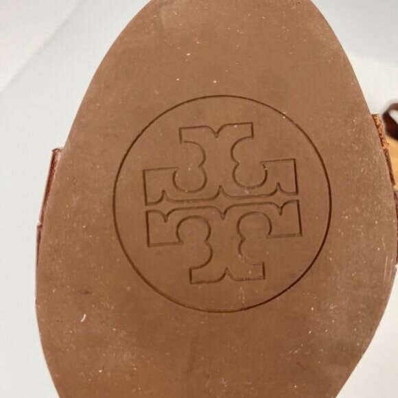 Tory Burch 7 M Ace High Wedge Platform Cork Slingback Heels Shoes Sandals Brown - Picture 15 of 16
